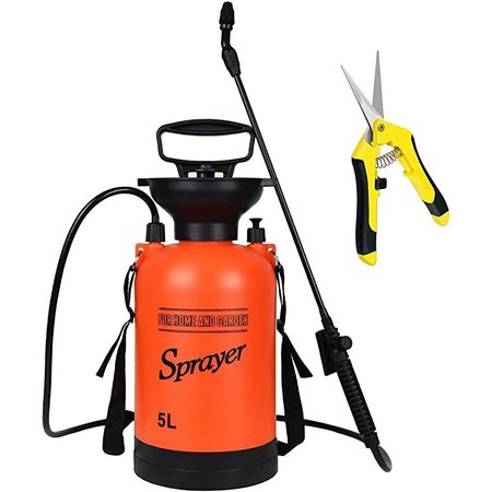 IPOWER 1.35 Gallon Lawn Garden Pump Sprayerwith 6.5 Inch Hand Pruner combo, Yellow GLSPRYPUMP5PR6